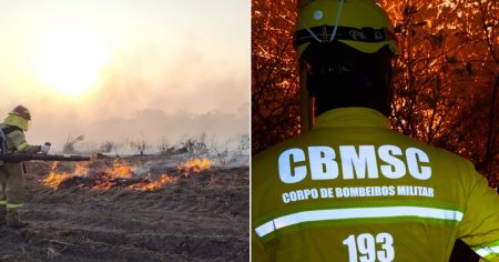 Bombeiros combatem incêndio florestal há 5 dias no Mato Grosso do Sul