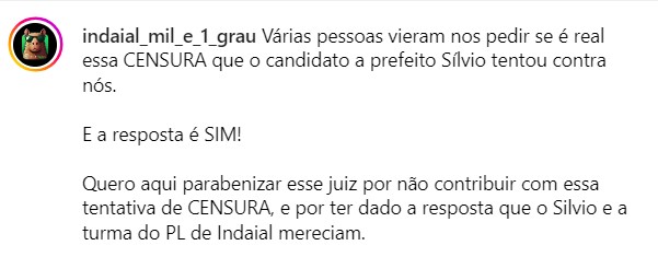 Em Indaial, candidato do PL tenta tirar página de notícias do ar, mas perde na Justiça