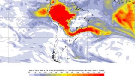 Satélites captam retorno de fumaça da Amazônia para Santa Catarina