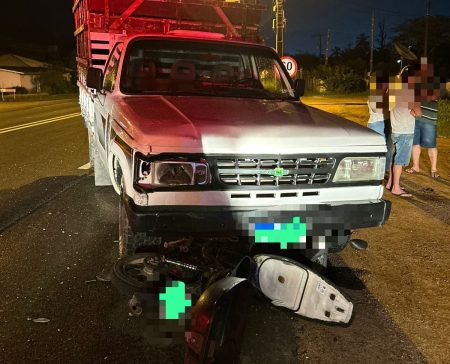 Colisão entre 2 veículos durante a madrugada deixa motociclista ferido em Ascurra 