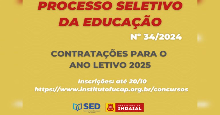 Indaial lança processo seletivo para a Secretaria Municipal de Educação para 2025