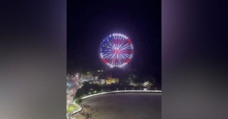 Roda-gigante de Balneário Camboriú exibe bandeira dos EUA após vitória de Trump