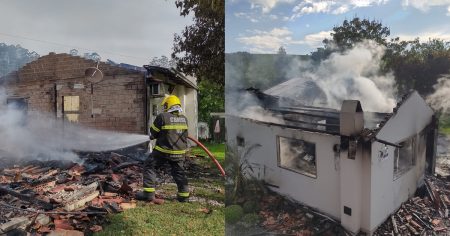 Incêndio destrói residência de 200 m² em Ituporanga; bombeiros controlam as chamas