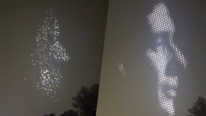 Homenagem de Alok com drones ilumina céu de Interlagos com rosto de Ayrton Senna