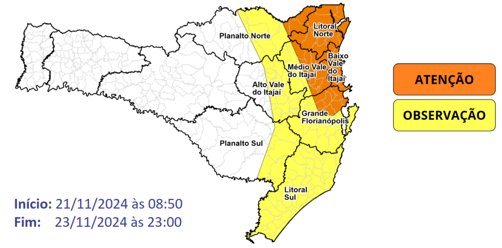 Tempestades trazem riscos de alagamentos e deslizamentos em SC