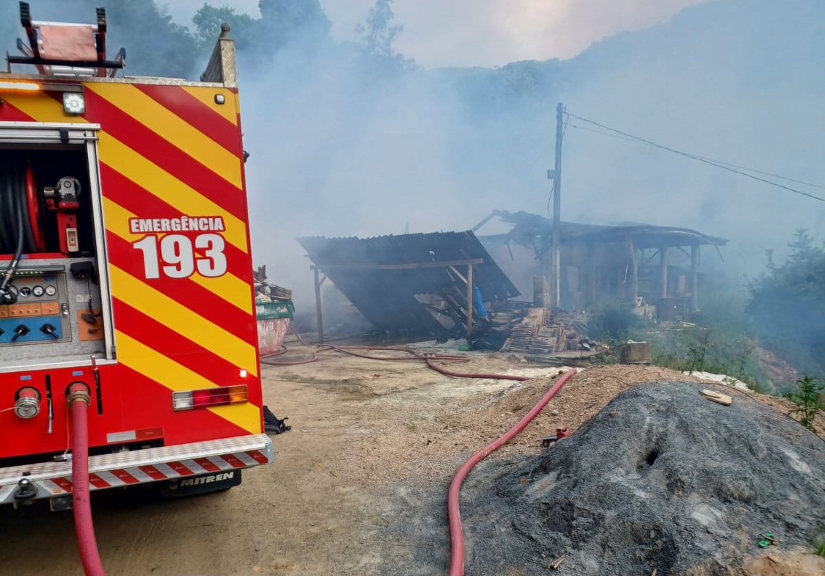 Incêndio destrói residência em Benedito Novo; animais são resgatados