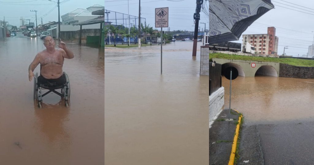 Ex- policial, hoje cadeirante, grava vídeo mostrando a situação dos alagamentos em Barra Velha