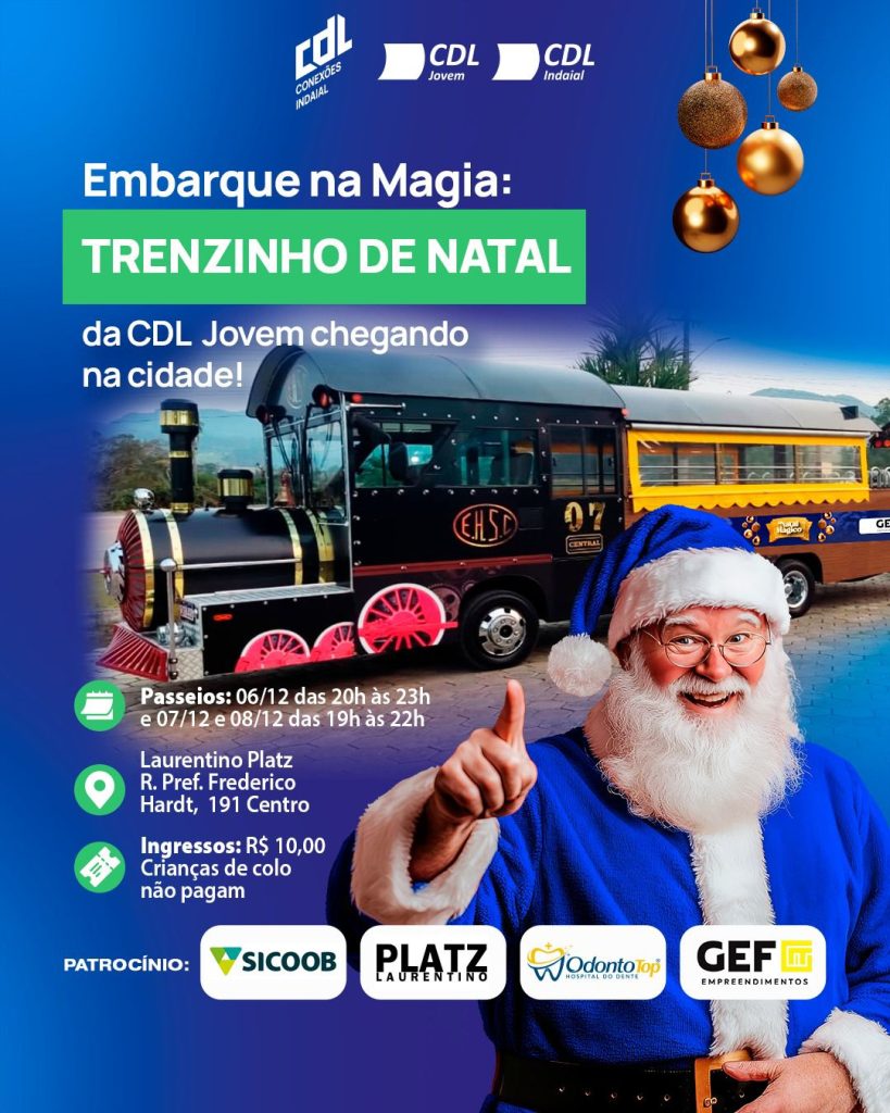 CDL Jovem Conexões e CDL Indaial Realizam Trenzinho de Natal neste Final de Semana