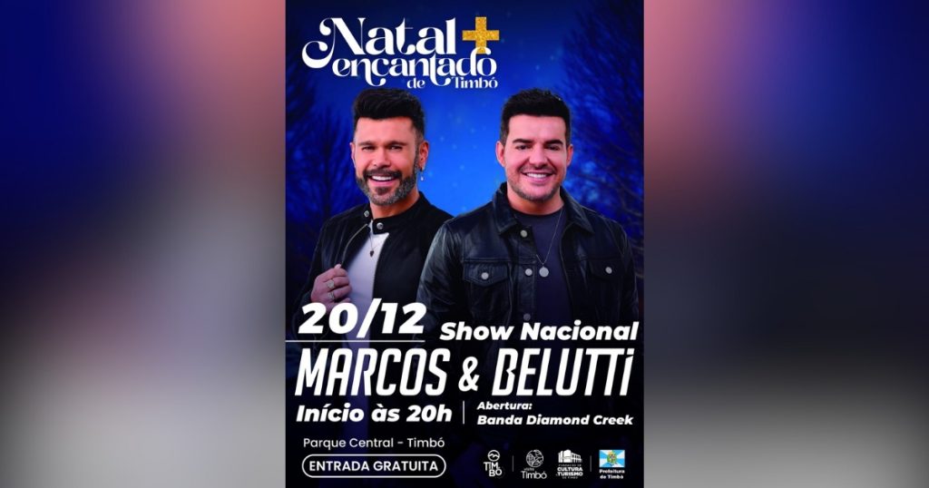 Dupla Marcos e Belutti faz show gratuito no Natal de Timbó