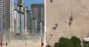 Desceu em BC: pouso de helicóptero da PM na Praia Central chama a atenção de internautas