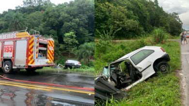 Acidente na BR-470 em Rio do Sul deixa condutor preso às ferragens