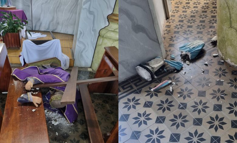 Igreja em Ascurra tem imagens sacras destruídas por homem sob efeito de drogas
