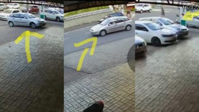 Motorista procura por veículo que colidiu contra o seu e fugiu no centro de Timbó