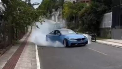 Motorista de BMW foge da polícia após fazer 'borrachão' em BC