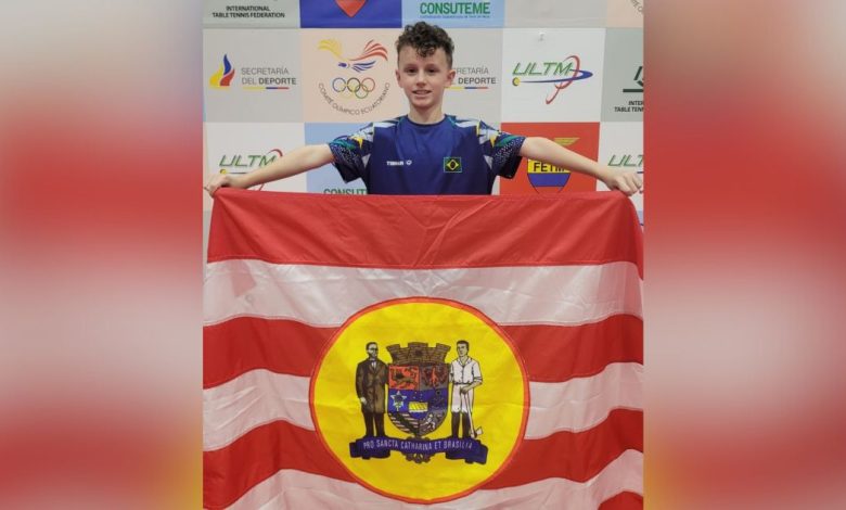 Atleta de Blumenau é campeão Sul-Americano de Tênis de Mesa Sub-11