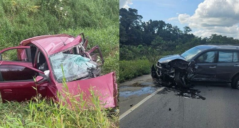 Fuga após roubo termina em grave colisão na BR-101 e deixa quatro feridos