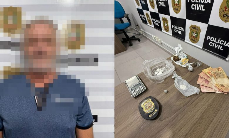 Homem de 58 anos é preso em flagrante por tráfico de drogas no centro de Rodeio