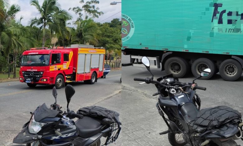 Motociclista morre em colisão com carreta em Blumenau; garupa fica ferida