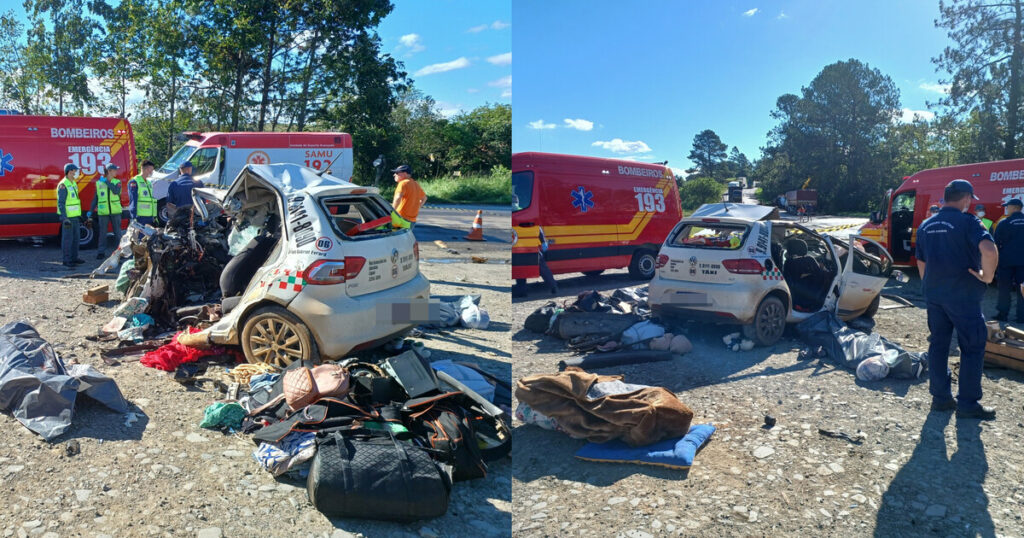 Grave colisão entre carro e caminhão deixa 2 vítimas fatais na BR-470, em Trombudo Central