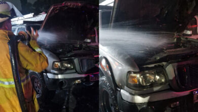 Colisão entre 2 veículos provoca incêndio e interdita rua em Indaial