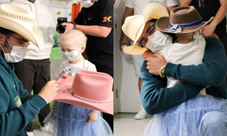 Luan Pereira faz visita emocionante a menina de 6 anos com leucemia em hospital de Blumenau