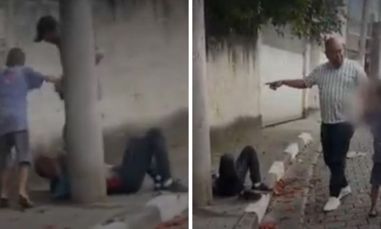 Vereador flagra pai incentivando filho a agredir morador de rua e tenta impedir