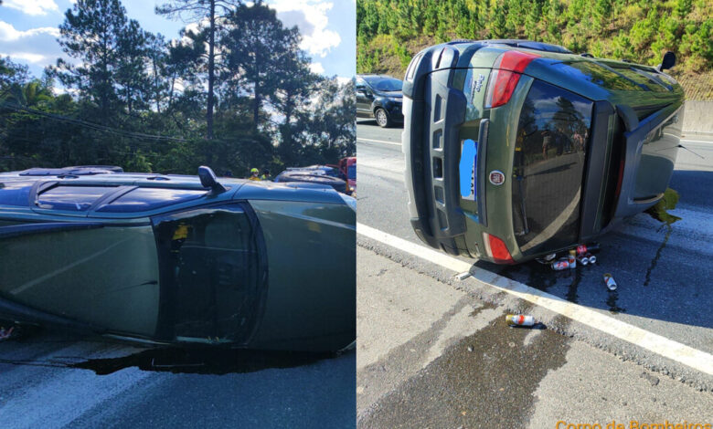 Colisão entre 3 veículos deixa gestante e criança entre os envolvidos na BR-470, em Gaspar