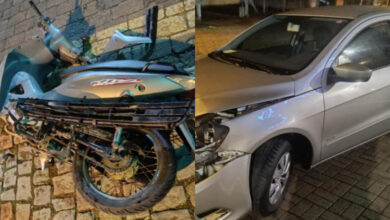 Acidente entre carro e moto deixa jovem de 20 anos ferida, em Indaial