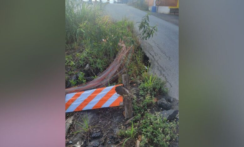 Moradora denuncia buraco na BR-470 que faz carros e caminhões caírem em Indaial