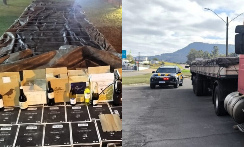 PRF apreende 4 mil garrafas de vinho argentino contrabandeadas na BR-470, em Rio do Sul