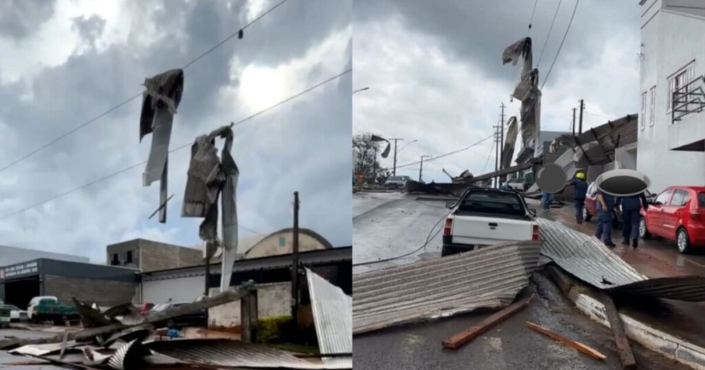 Temporais causam estragos, com ventanias e destelhamentos em SC