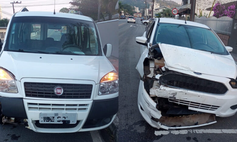 Colisão entre 2 veículos deixa uma pessoa ferida no bairro Estados, em Indaial