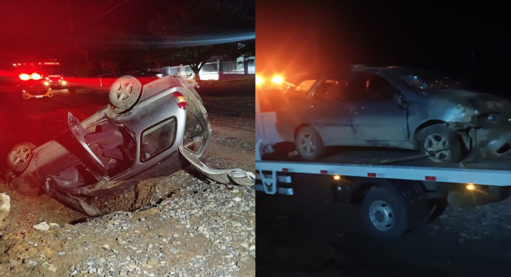 Motorista fica encarcerado após capotar com veículo em Ituporanga