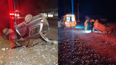 Motorista fica encarcerado após capotar com veículo em Ituporanga