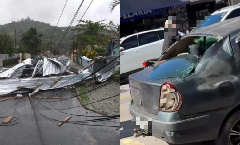 Ciclone devasta cidades de SC com ventos acima de 100 km/h e provoca destruição em série