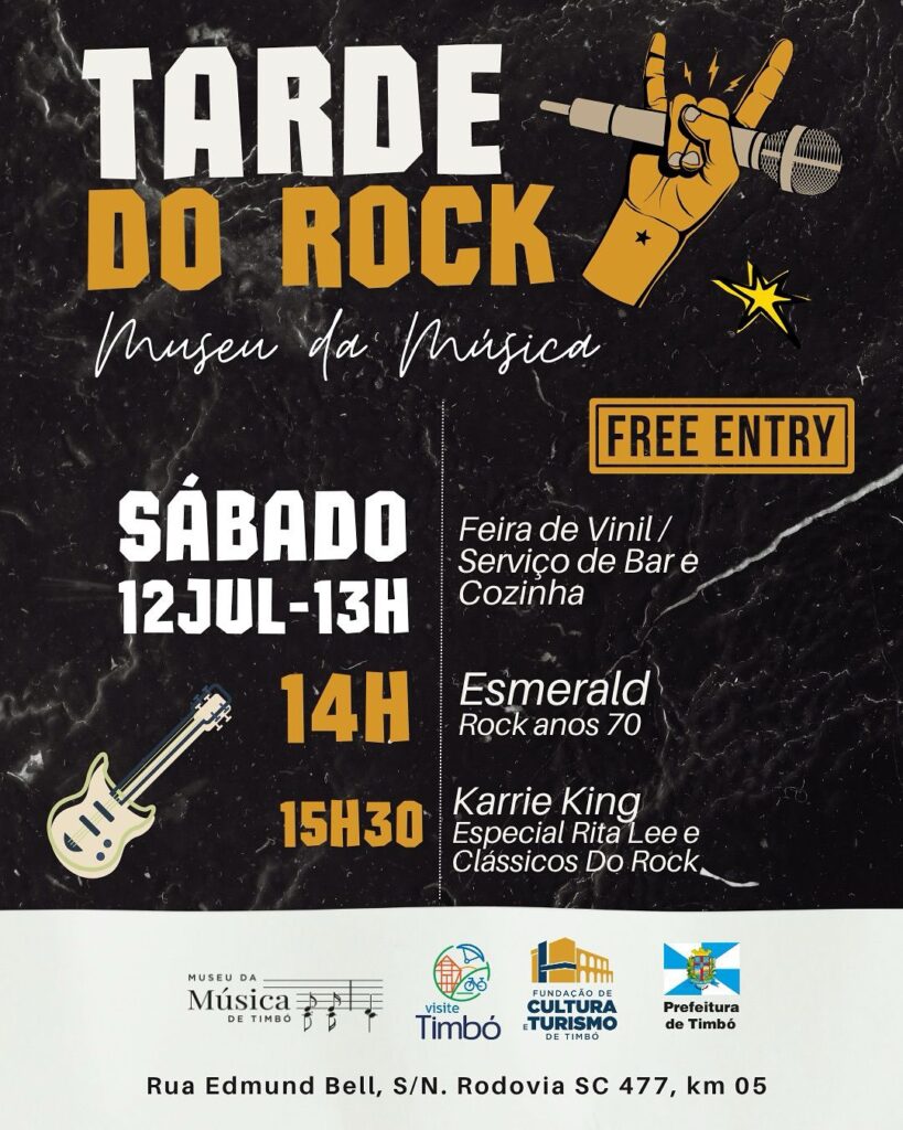 Tarde do Rock e Feira do Vinil retornam ao Museu da Música de Timbó neste sábado