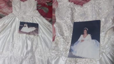 Vestido do passado, presente do coração: mulher reencontra traje de noiva quase 30 anos depois, em bazar solidário
