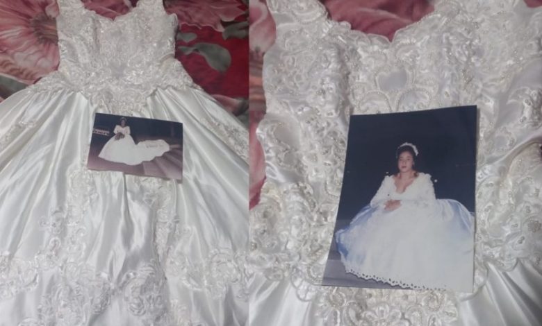 Vestido do passado, presente do coração: mulher reencontra traje de noiva quase 30 anos depois, em bazar solidário