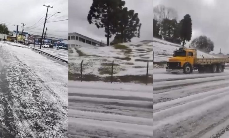 Tempestade de granizo transforma cidade em “mundo branco” e causa destruição no Paraná