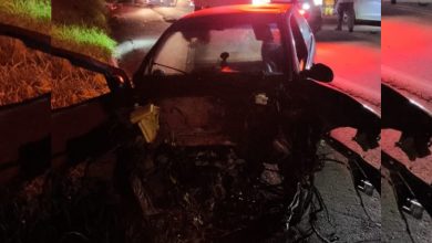 Bebê escapa ileso e motorista é lançado do carro em colisão na BR-470, em Ibirama