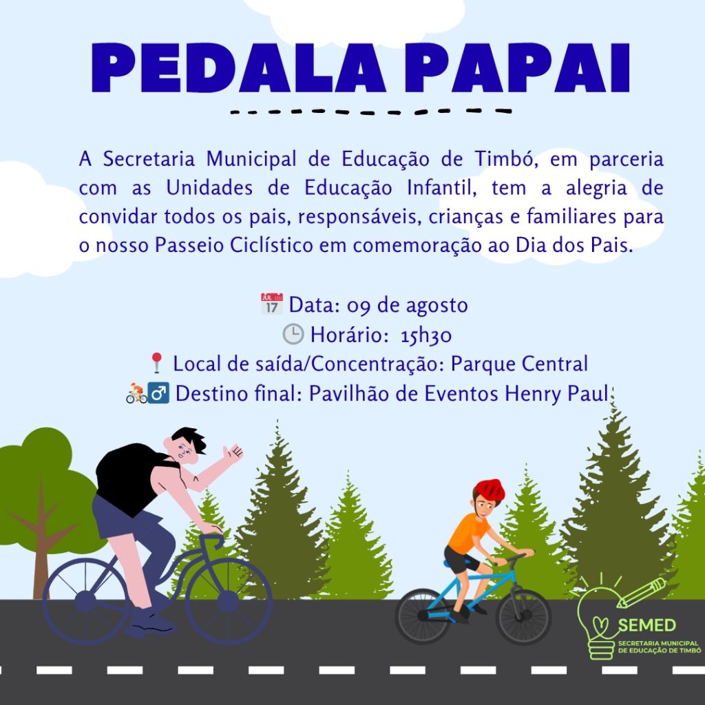 “Pedala Papai” reúne famílias em Timbó para passeio ciclístico em homenagem ao Dia dos Pais