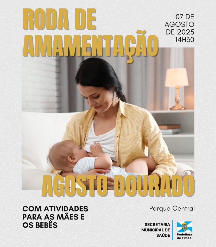 Prefeitura de Timbó incentiva o Agosto Dourado; roda de amamentação ocorre no Parque Central