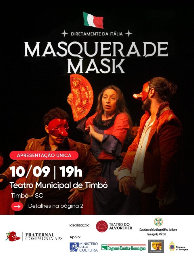 Espetáculo italiano “Masquerade Mask” chega a Timbó em setembro