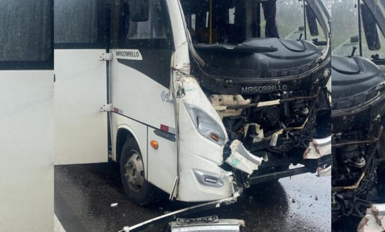Em Palhoça, 18 pessoas ficam feridas após colisão entre micro-ônibus e carreta na BR-101