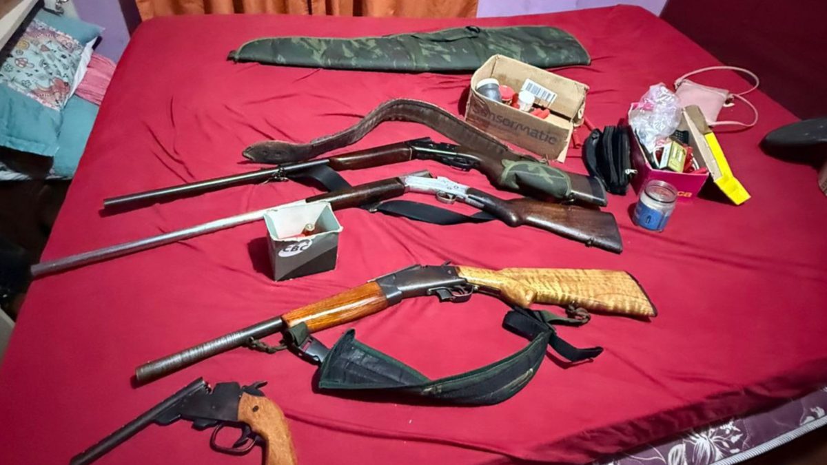 Cinco armas de fogo são apreendidas em operação que prendeu dois suspeitos em Ascurra