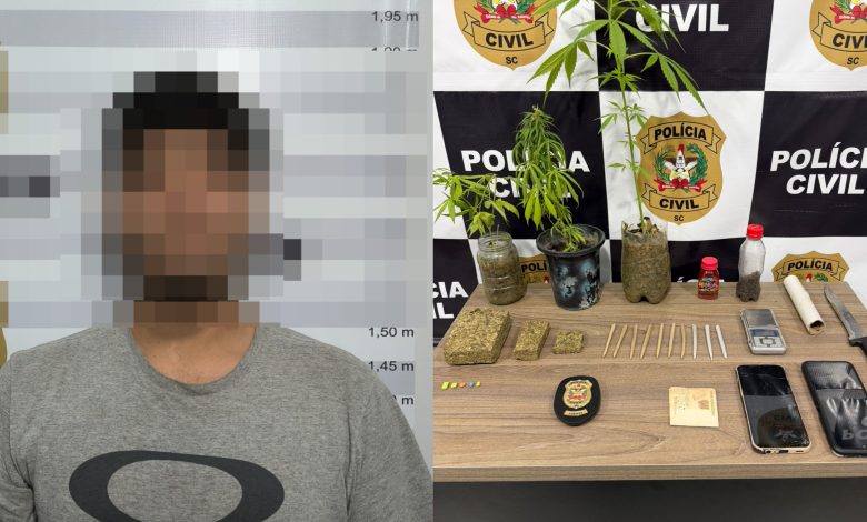 Maconha e ecstasy são apreendidos em tabacaria de Rodeio; jovem acaba preso