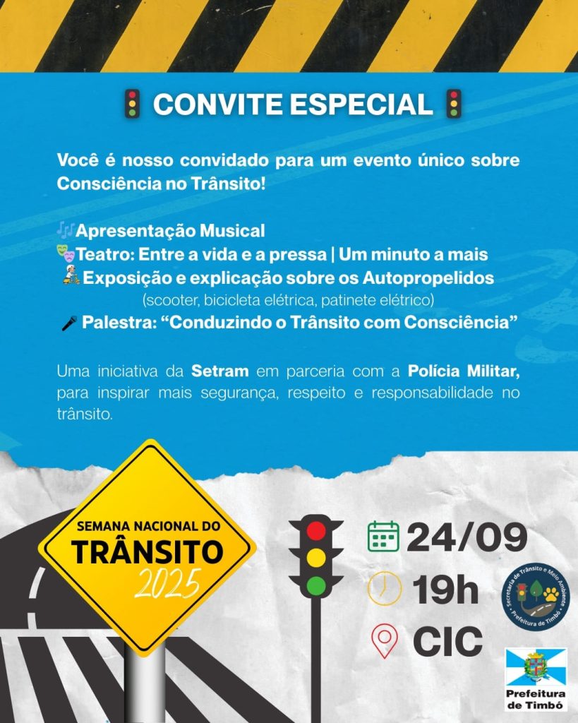 Timbó promove noite de reflexão e cultura na Semana Nacional do Trânsito