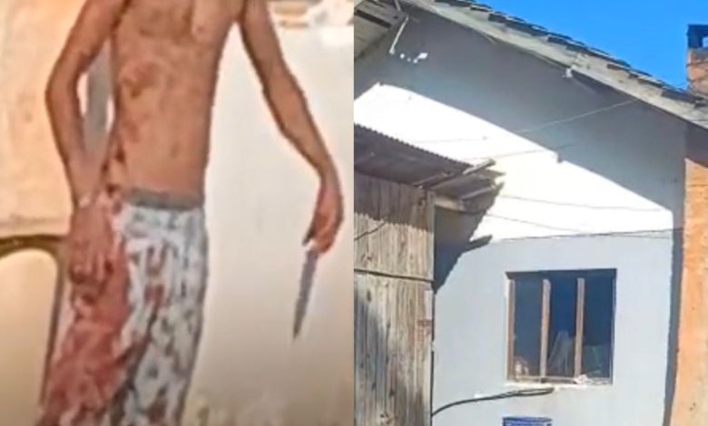 Homem é encontrado ensanguentado após ameaçar familiares com faca e destruir residência, em Ascurra