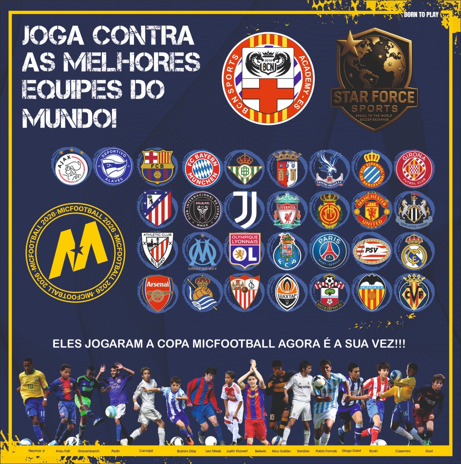 O objetivo é identificar jogadores com potencial para integrar equipes que participam de um dos maiores campeonatos de base da Europa, enfrentando clubes de renome internacional como PSG, Manchester City, Real Madrid, Atlético de Madrid, Juventus, Chelsea e Espanyol. Além da chance de serem observados por representantes espanhóis, os participantes concorrem a bolsas que variam de 50% a 100%, possibilitando a vivência de 15 dias na Espanha, atuando diretamente com a BCN Academy. A avaliação será realizada na Associação de Moradores do Bairro das Nações, localizada na Rua Inglaterra, nº 630, Bairro das Nações, em Timbó (Maps aqui). As inscrições já estão abertas e podem ser feitas de forma gratuita pelo link: clique aqui para se inscrever