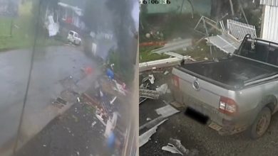 Em segundos, tornado arranca casa e deixa rastro de destruição em cidade de SC